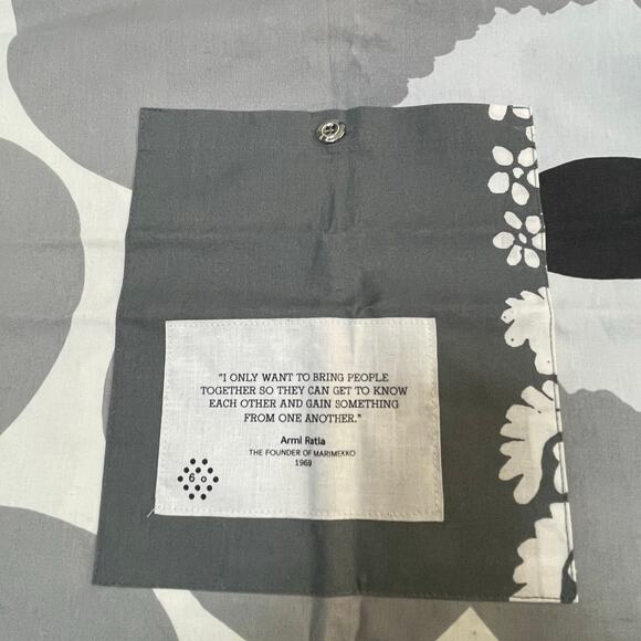 Marimekko Pieni Unikko Tote Bag Floral Poppy Canvas Shop Holiday Vacation Gray - Picture 4 of 15